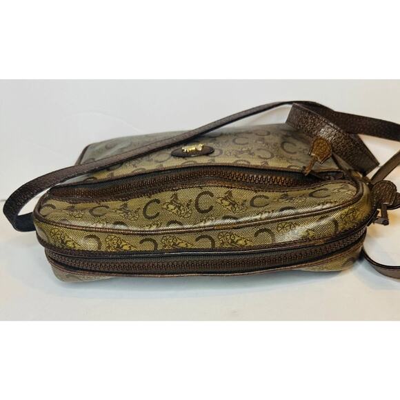 Celine C Macadam Carriage shoulder bag crossbody PVC leather brown authentic - Picture 4 of 14